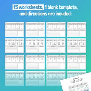 May include: A set of 15 black and white worksheets with a blank template and directions for a word-building activity. The directions instruct the user to circle a word from each section to create a sentence. The image includes the text "Directions: Circle one word from each section to create a sentence. Then, write and draw the sentence."