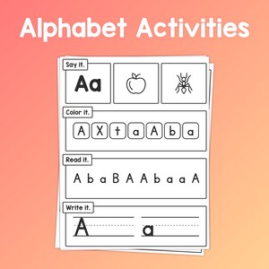 Planilhas do alfabeto | Folhas de prática do alfabeto para jardim de infância, 1ª e 2ª série, atividades de caligrafia e sons de letras (PDF para impressão)