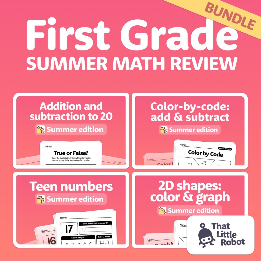 1st Grade Summer Math Review | First Grade Summer Packet | Summer Math ...