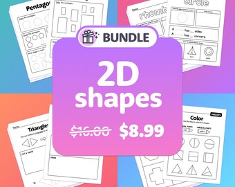 2D Shapes BUNDLE | Kindergarten Shapes, 1st Grade Shapes, 2nd Grade Shapes Worksheets, Geometry Centers, & Shape Activities (Printable PDF)