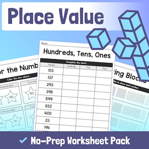 Place Value Worksheets | 1st, 2nd, 3rd Grade Common Core Math – Ones, Tens, and Hundreds – Place Value Activities (Printable PDF)