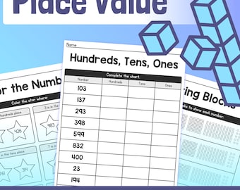 Place Value Worksheets | 1st, 2nd, 3rd Grade Common Core Math – Ones, Tens, and Hundreds – Place Value Activities (Printable PDF)