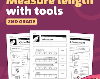 Planilhas de Medição de Comprimento com Ferramentas | Atividades de Medição com Régua para o 2º Ano e Centros de Matemática para o Padrão 2.MD.A.1 (PDF para Impressão)