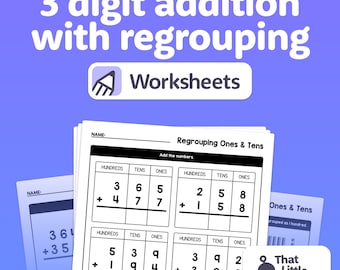 Keine Prep 3-Ziffern-Addition mit Regruppierungs-Arbeitsblättern | 2., 3.Klasse Zusatzaktivitäten und Mathematik (druckbare PDF)