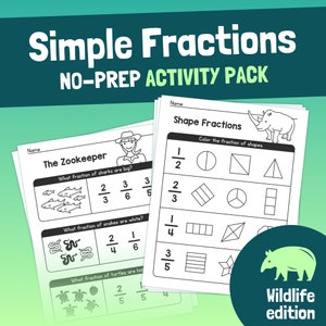 Einfache Brüche Worksheets | Keine Vorbereitungs-Fraktionen-Aktivitäten, 1., 2., 3. Klasse Anfänger-Fraktionen (Printable PDF)