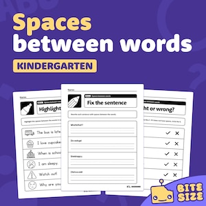 Spaces Between Words Worksheets | Kindergarten Writing Activities & Centers for Common Core ELA Standard RF.K.1c (Printable PDF)