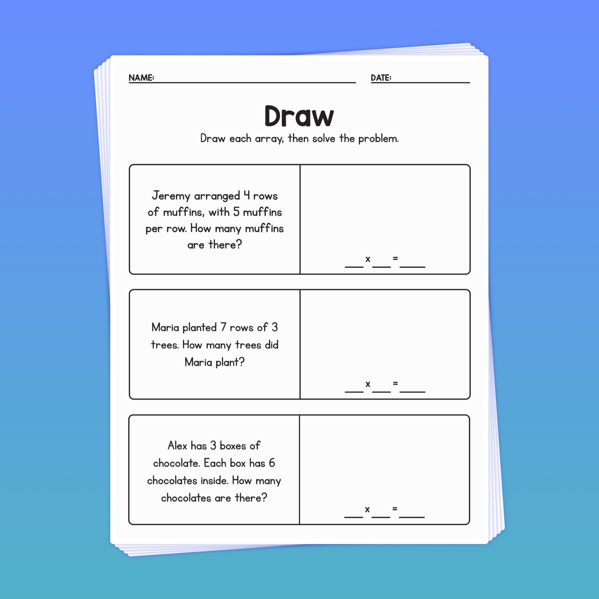 2nd & 3rd Grade Multiplication Array Worksheets | Multiplication ...