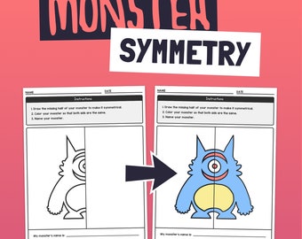 Werkbladen symmetrie: 3e, 4e, 5e leerjaar / wiskundige activiteit monstersymmetrie (afdrukbare pdf-download)