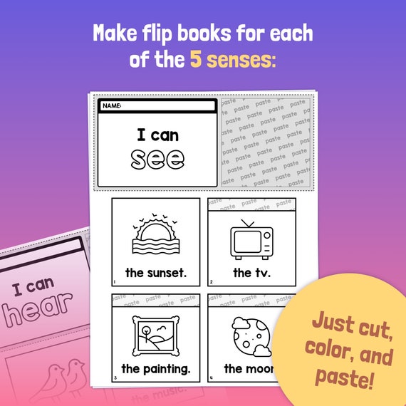 5 Senses Flip Book Craft Five Senses Worksheets, Kindergarten