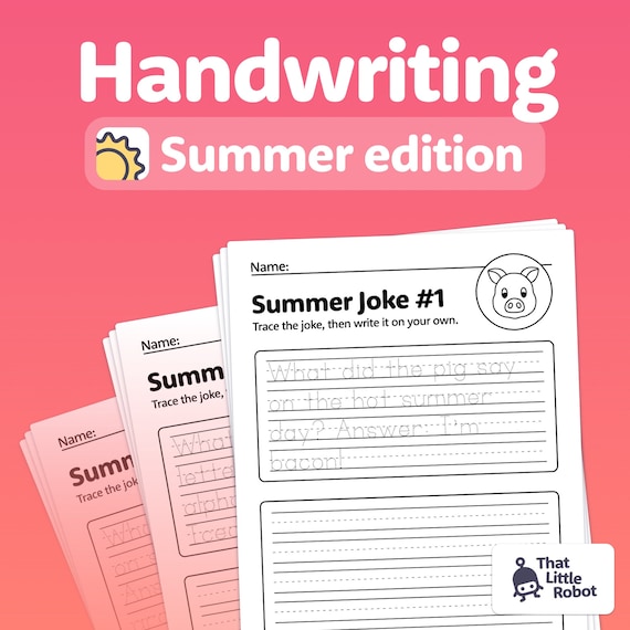 Summer Handwriting Worksheets | Kindergarten, 2nd, & 1st Grade Handwriting Practice | 1st Grade Summer Worksheets (Printable PDF)