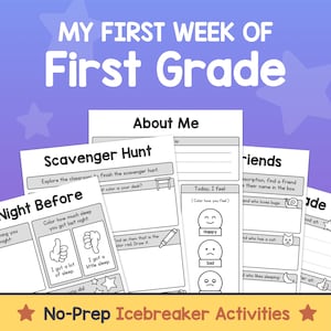 First Grade Icebreaker Activities – NO PREP First Week of School Ice Breaker for 1st Grade (Printable PDF)