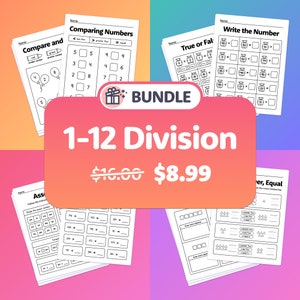 1-12 Division Bundle | 2nd Grade Division, 3rd Grade Division, 4th Grade Division Worksheets & Math Centers, Division Review (Printable PDF)