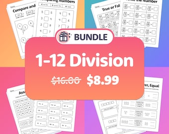 1-12 Division Bundle | 2nd Grade Division, 3rd Grade Division, 4th Grade Division Worksheets & Math Centers, Division Review (Printable PDF)