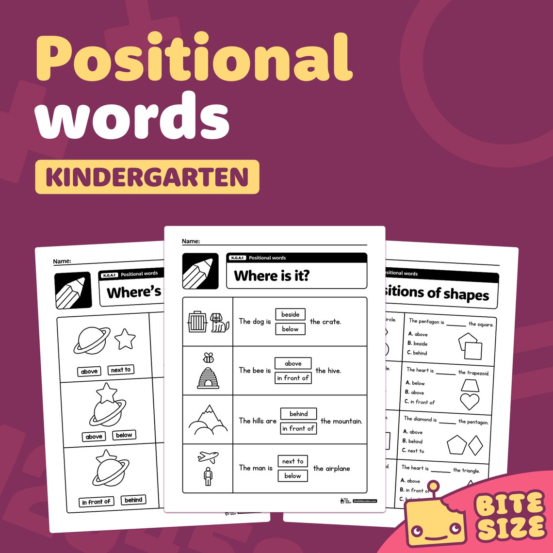 Relative Position Math Activity Positional Words Worksheets | Kindergarten Math Centers, Relative ...
