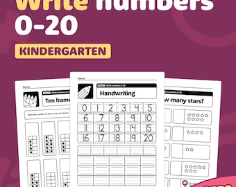 Write Numbers 0-20 Worksheets | Kindergarten Math Centers, Teen Number Sense Review, Teaching Activities, K.CC.A.3 (Printable PDF)