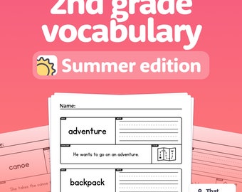 2nd Grade Summer Vocabulary Worksheets | 2nd Grade Vocabulary Activity for Summer Break (Printable PDF)