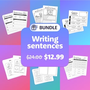 Writing Sentences Literacy Bundle / Writing Activities, Sentence Worksheets, Writing Sentences Practice (Printable PDF)