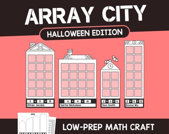 Halloween Array City Math Craft / Multiplication Arrays Activity, Halloween Math Worksheets (Printable PDF)