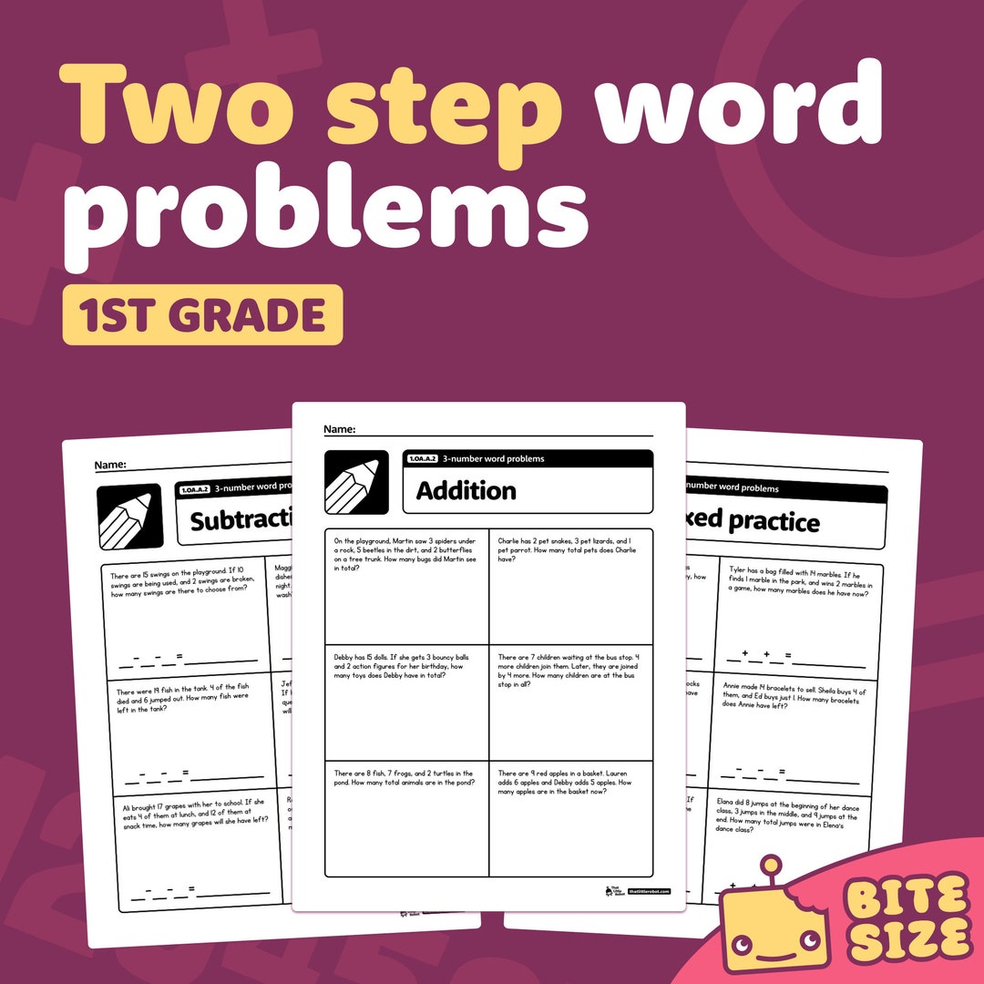 Easy2 Step Math Problems 1st Grade 1st Grade Two Step Word Problems Worksheets | 1.OA.A.2 Addition ...