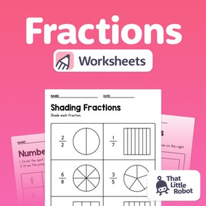 No Prep Fraction Worksheets | 2nd, 3rd, 4th Grade Common Core Math, Beginner Fraction Activities (Printable PDF)