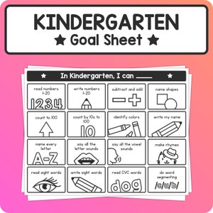 Kindergarten Goals Sheet | Common Core Kindergarten Goal Setting Activity (Printable PDF)