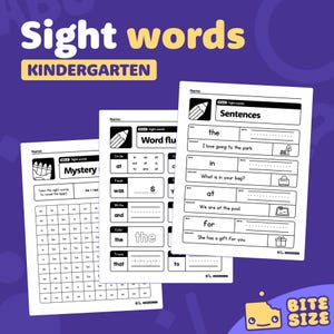 Sight Words Worksheets | Kindergarten Reading, Vocabulary, and Spelling Activities and Centers for Common Core ELA Standard RF.K.3c