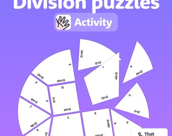 Teilungs-Rätsel der 3 Abteilungsaktivität für die 3. und 4. Klasse, Abteilung für Math Center Craft, Abteilung für Höhepunkte (druckbare PDF-Datei)
