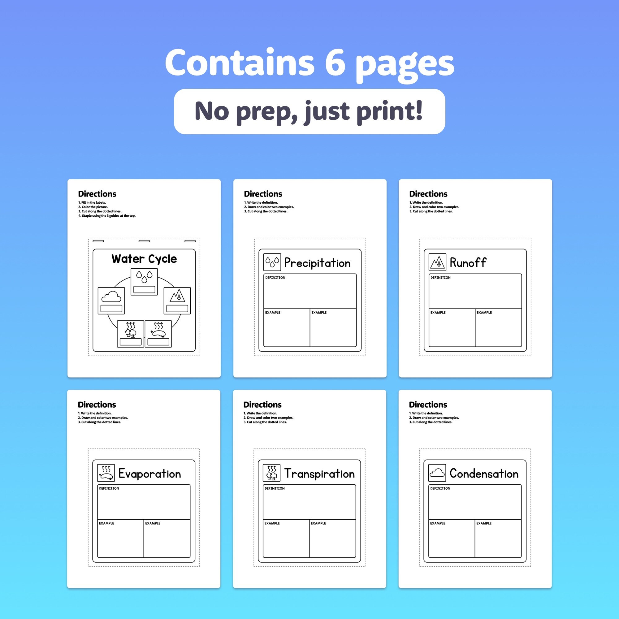Water Cycle Flip Book Craft 3rd Grade Science, 4th Grade Science, 5th Grade Science Center
