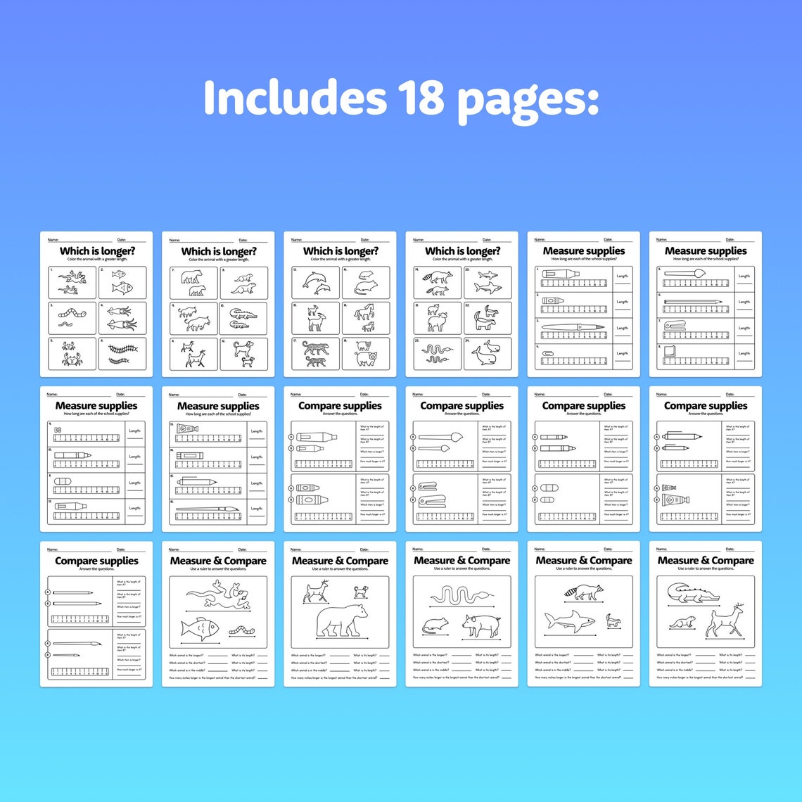 Measuring Length Worksheets | 1st Grade Length, 2nd Grade Length ...