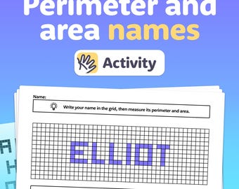 Perimeter and Area Activity | 3rd & 4th Grade Math Center | No Prep Measurement Project Activity | Icebreaker Name Craft | Printable PDF