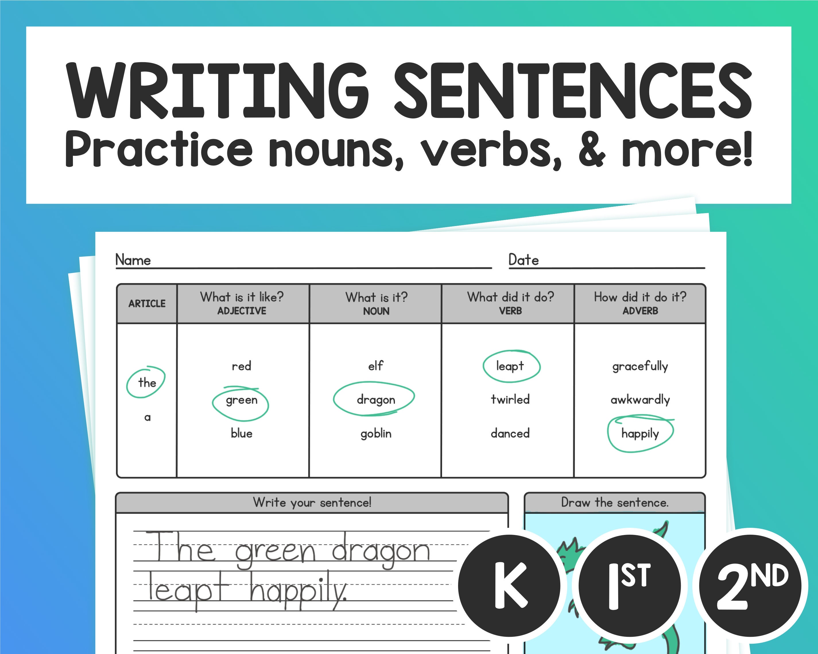 writing-sentences-worksheets-kinder-1st-2nd-grade-etsy-uk