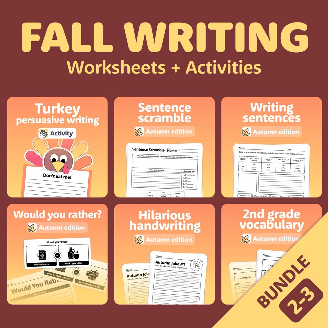 Fall Writing Bundle | 2nd & 3rd Grade Halloween, Thanksgiving, and ...