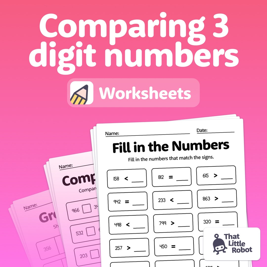 Comparing 3 Digit Numbers Worksheets 2nd Grade Comparing Numbers