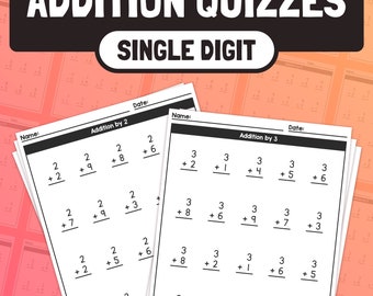 Quizzen met enkelvoudige cijfers | 1-9 toevoegingsbeoordelingen, toevoegingswerkbladen, kleuterschool en 1e leerjaar algemene basis wiskunde (afdrukbare pdf)