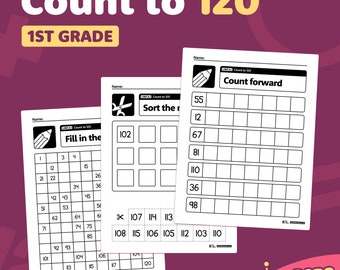 Bis 120 Arbeitsblätter zählen | 1st Grade Place Size Mathematik, Zahlen & Zählen für Standard 1.NBT.A.1 (druckbare PDF)