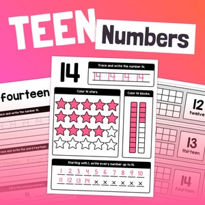 May include: A printable worksheet for learning the number 14. The worksheet includes tracing the number 14, coloring 14 stars and 14 blocks, and writing the number 14 in a sequence. The worksheet also includes a number line with numbers 1 through 14.