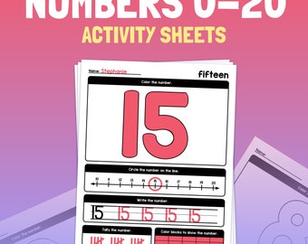 0-20 Number Recognition Worksheets | Kindergarten Number Sense Activities, Number Worksheets (Printable PDF)