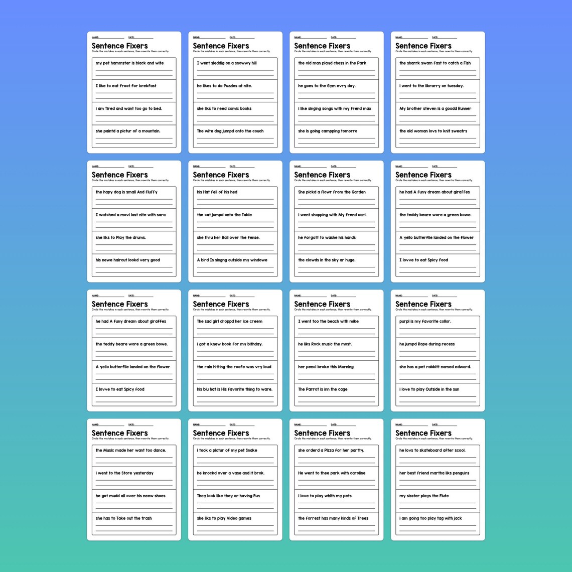 No Prep Fixing Sentences Worksheets | 1st, 2nd, 3rd Grade, & ESL ...