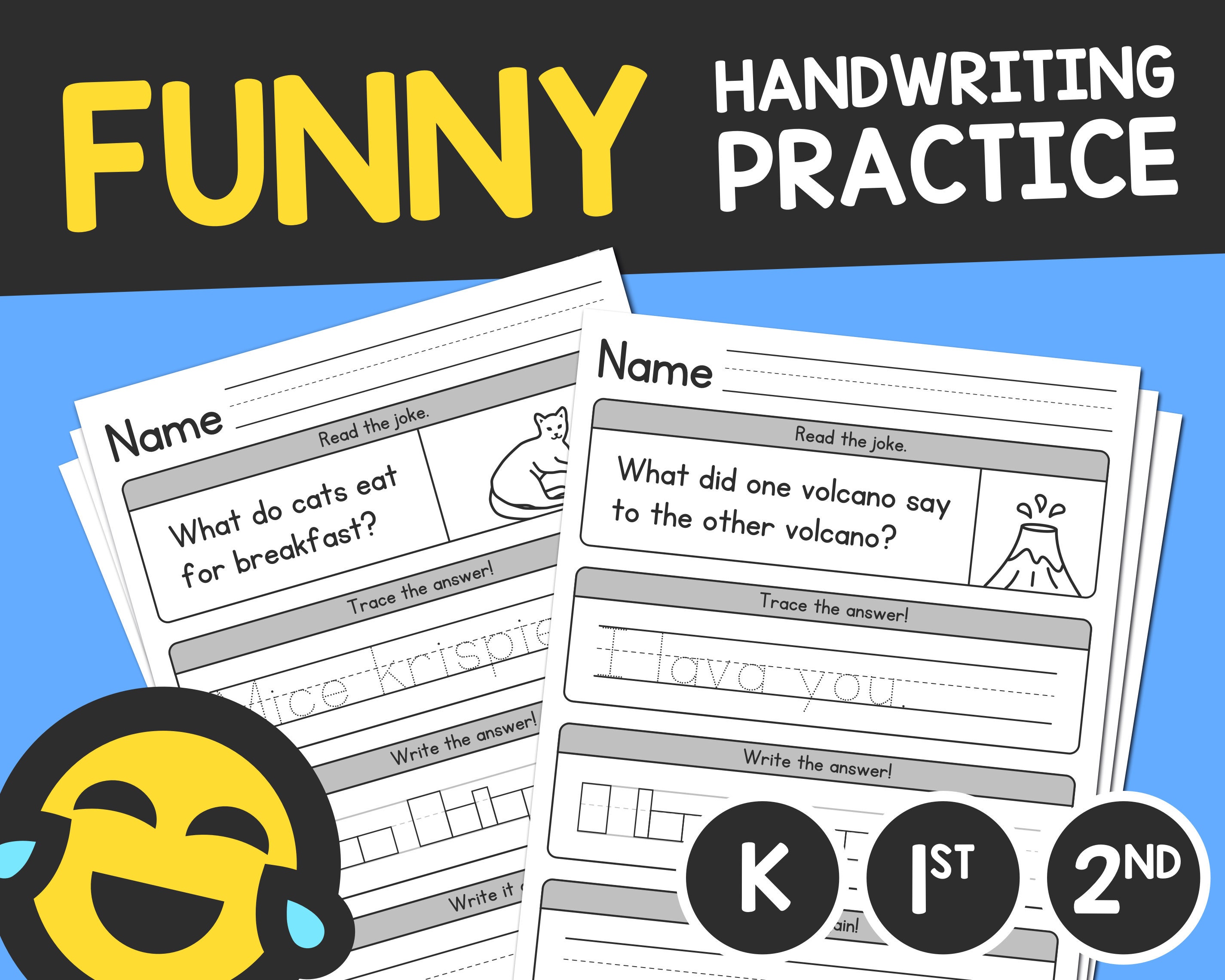 funny handwriting worksheets kinder 1st 2nd 3rd grade etsy