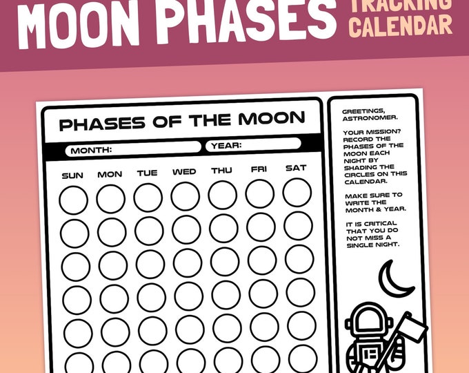 Phases of the Moon Foldout Kids' Science Craft | A4 and 11x8.5 Inch ...