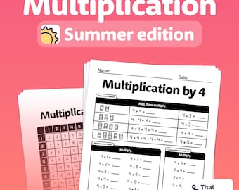 Sommer Multiplikations-Arbeitsblätter | 2.Klasse Sommer Mathe, 3.Klasse Sommer Mathe, Sommer Zeiten Tische (druckbare PDF)