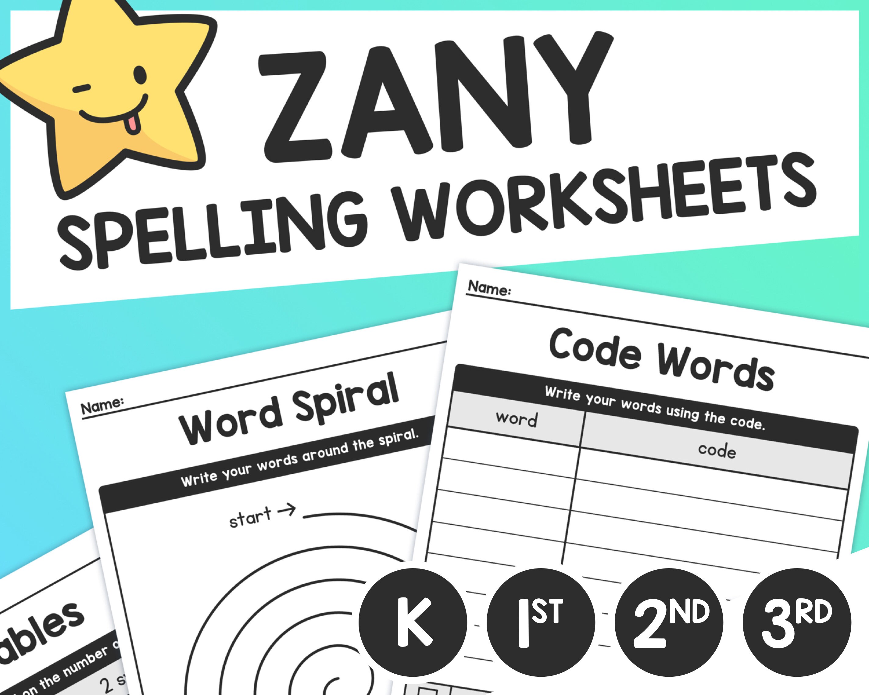 zany spelling worksheets kinder 1st 2nd 3rd grade etsy australia
