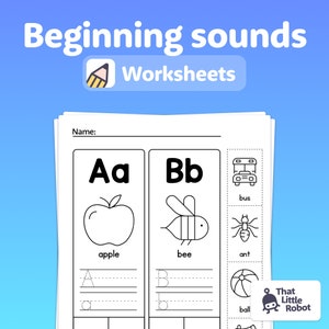 Beginning Sounds Worksheets | Kindergarten Alphabet Letter Sounds, Letter Fluency Activity (Printable PDF)