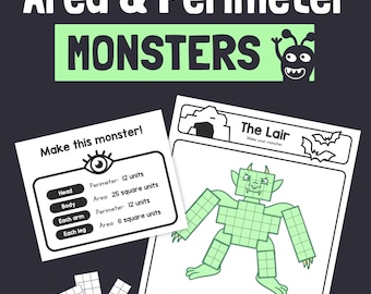 Area & Perimeter Monsters | 3rd, 4th, 5th Grade Halloween Math Center, Area and Perimeter Craft, Common Core Math Project (Printable PDF)