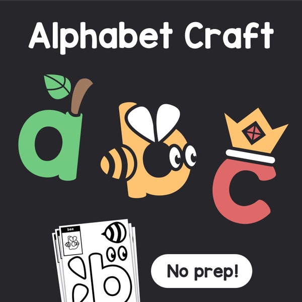 No Prep Alphabet Craft | Pre-k, Kindergarten, & 1st Grade Letters of the Alphabet Center — Literacy Bulletin Board Decor (Printable PDF)