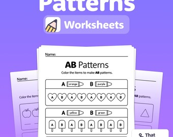 Hojas de trabajo de patrones para jardín de infantes y primer grado / Patrones de matemáticas para jardín de infantes, patrones y secuencias para primer grado (PDF imprimible)