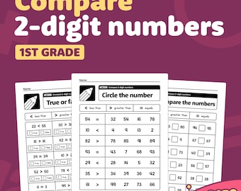 Compare 2 Digit Numbers Worksheets | 1st Grade Place Value Math: Greater, Less, Equal Activities for Standard 1.NBT.B.3 (Printable PDF)