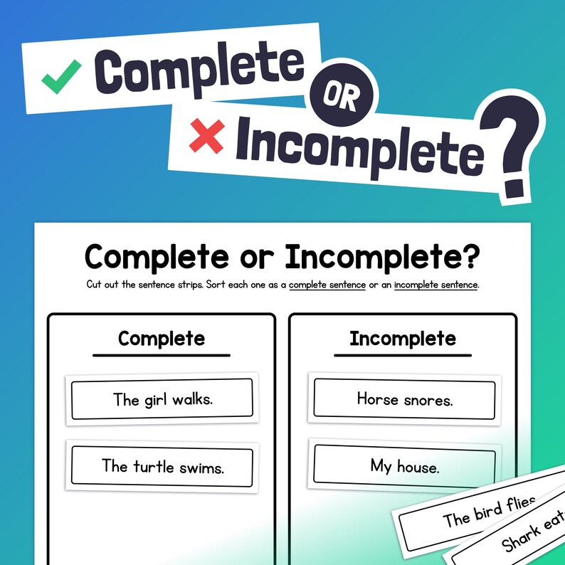 Sentences With Include Writing Complete Sentences | 1st, 2nd, 3rd Grade Write Full Sentences ...