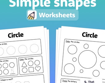 Simple 2D Shape Worksheets | Pre-K Shapes, Kindergarten Shapes, 1st Grade Shapes, Kindergarten Math Activity (Printable PDF)