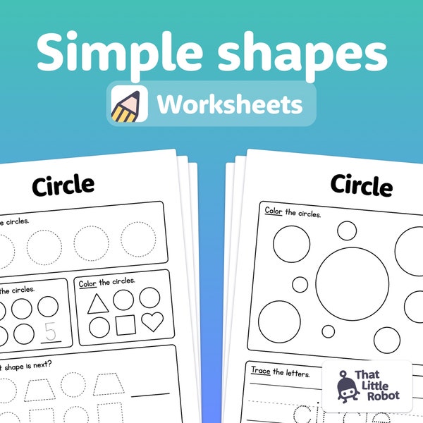 Simple 2D Shape Worksheets | Pre-K Shapes, Kindergarten Shapes, 1st Grade Shapes, Kindergarten Math Activity (Printable PDF)
